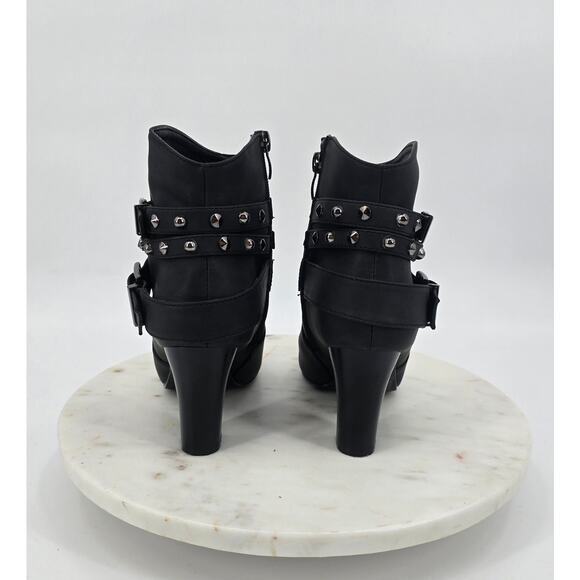 Venus Black Studded Buckle Boots - Picture 4 of 9
